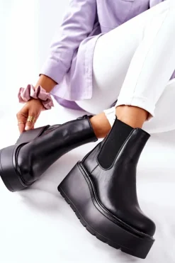 Damskie Boto Ocieplane Botki Czarne Montiano