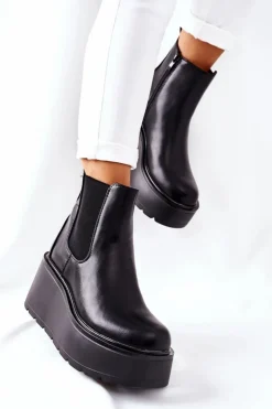 Damskie Boto Ocieplane Botki Czarne Montiano