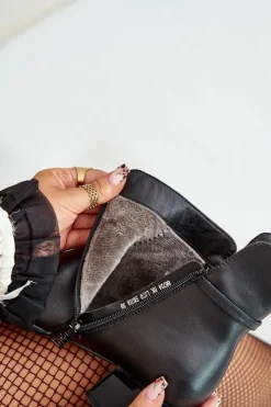 Buty damskie Vinceza Botki Ocieplane|Botki Skórzane*Ocieplane Botki Damskie Na Obcasie Zapinane Na Zamek Czarne Vinceza 66724