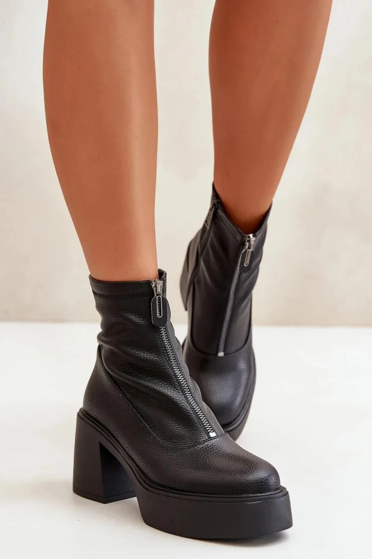 Damskie Buty damskie Vinceza Ocieplane Botki Damskie Na Platformie I Słupku Czarne Vinceza 66715