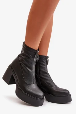 Damskie Buty damskie Vinceza Ocieplane Botki Damskie Na Platformie I Słupku Czarne Vinceza 66715