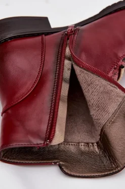 Damskie Boto Ocieplane Botki Damskie Na Płaskim Obcasie Zwierzęcy Wzór Bordowe Labise