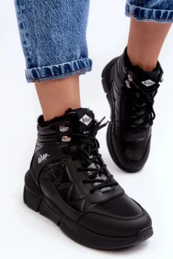 Damskie Lee Cooper Ocieplane Botki Damskie Na Platformie LCJ-23-44-1984 Czarne