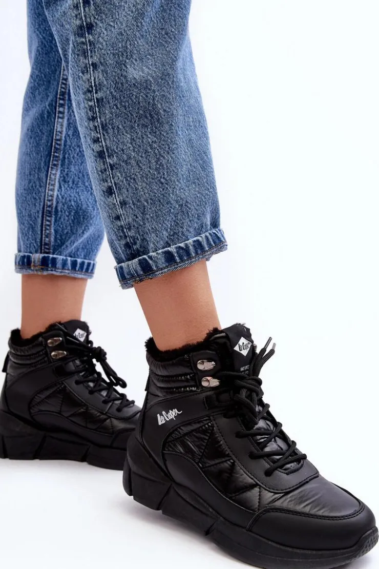 Damskie Lee Cooper Ocieplane Botki Damskie Na Platformie LCJ-23-44-1984 Czarne