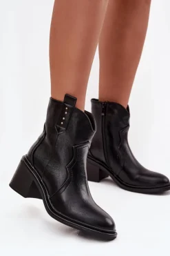 Boto Botki Zimowe Damskie|Botki Na Obcasie*Ocieplane Botki Damskie Na Obcasie Czarne Brilynn Czarny