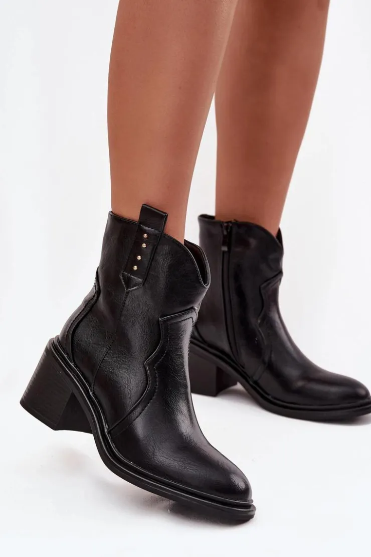 Boto Botki Zimowe Damskie|Botki Na Obcasie*Ocieplane Botki Damskie Na Obcasie Czarne Brilynn Czarny