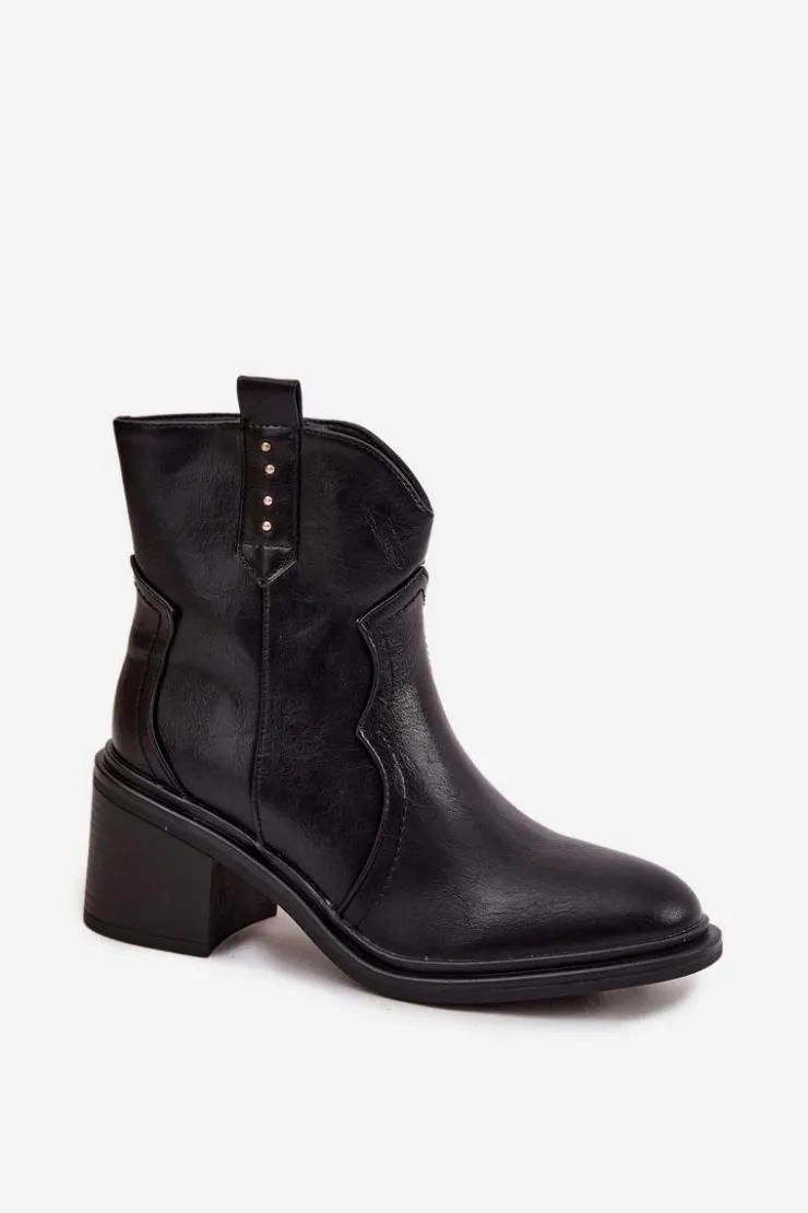 Boto Botki Zimowe Damskie|Botki Na Obcasie*Ocieplane Botki Damskie Na Obcasie Czarne Brilynn Czarny