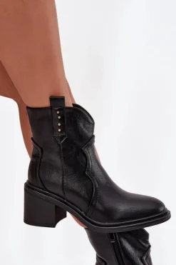 Boto Botki Zimowe Damskie|Botki Na Obcasie*Ocieplane Botki Damskie Na Obcasie Czarne Brilynn Czarny