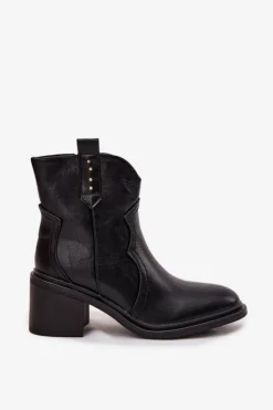 Boto Botki Zimowe Damskie|Botki Na Obcasie*Ocieplane Botki Damskie Na Obcasie Czarne Brilynn Czarny