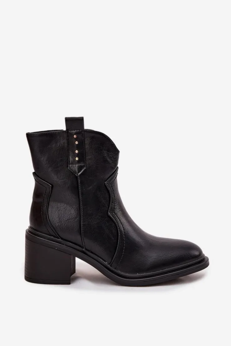 Boto Botki Zimowe Damskie|Botki Na Obcasie*Ocieplane Botki Damskie Na Obcasie Czarne Brilynn Czarny