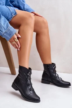 Damskie Boto Ocieplane Botki Damskie Na Zamek Czarne Evalith