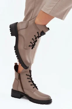 Damskie Buty damskie Vinceza Ocieplane Botki Damskie Na Klocku Vinceza 58609 Szare