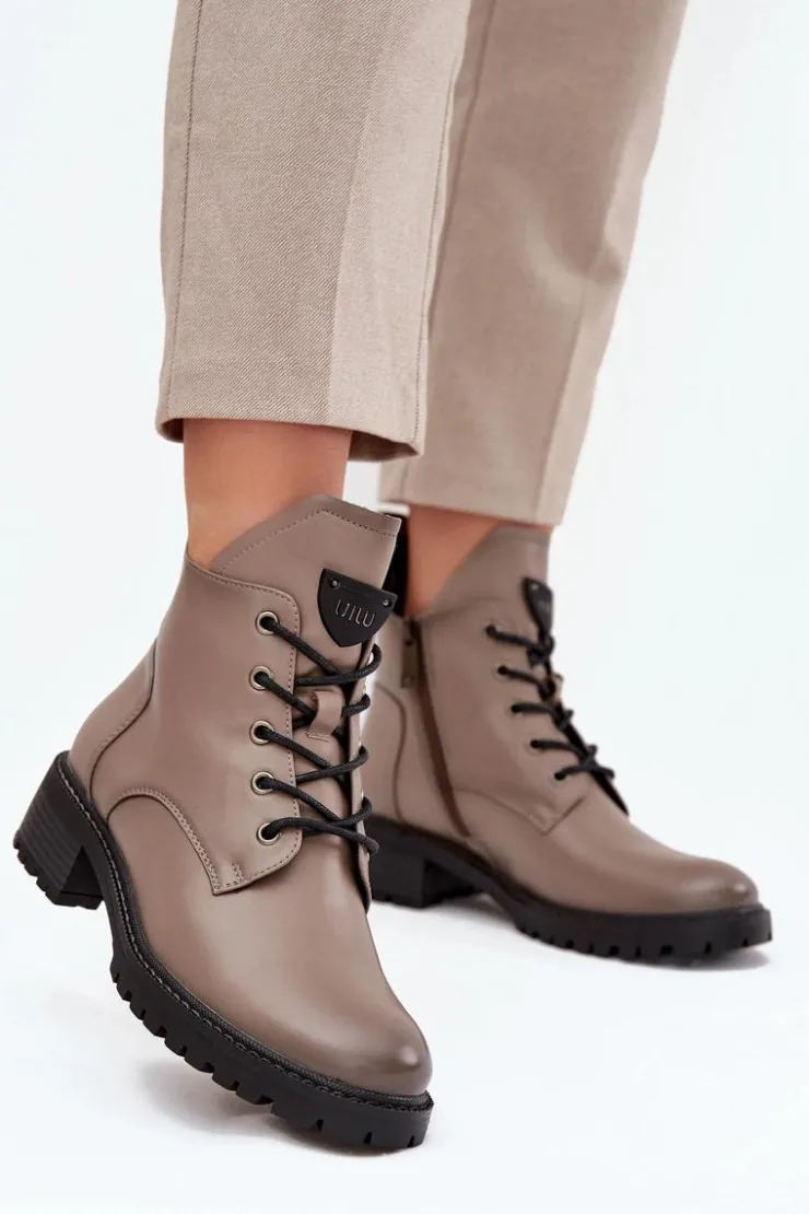 Damskie Buty damskie Vinceza Ocieplane Botki Damskie Na Klocku Vinceza 58609 Szare