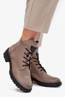 Damskie Buty damskie Vinceza Ocieplane Botki Damskie Na Klocku Vinceza 58609 Szare