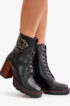 Buty damskie Vinceza Ocieplane Botki Damskie Na Słupku Vinceza 58359 Czarne