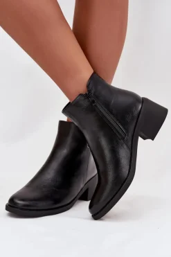 Evento Ocieplane Botki Damskie Na Klocku Czarne Delmira Czarny