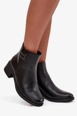 Evento Ocieplane Botki Damskie Na Klocku Czarne Delmira Czarny