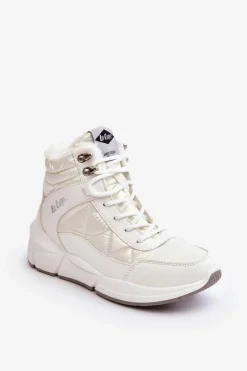 Best Lee Cooper Ocieplane Botki Damskie Na Platformie LCJ-23-44-1983L Białe