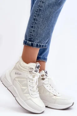 Best Lee Cooper Ocieplane Botki Damskie Na Platformie LCJ-23-44-1983L Białe