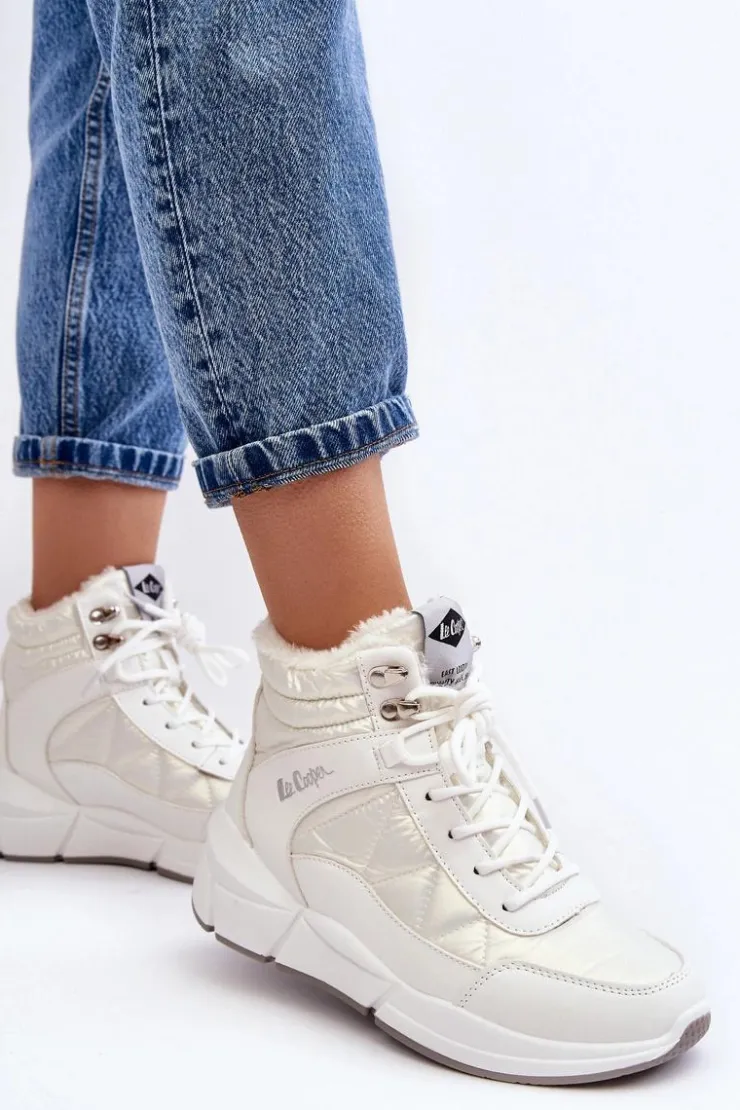 Best Lee Cooper Ocieplane Botki Damskie Na Platformie LCJ-23-44-1983L Białe