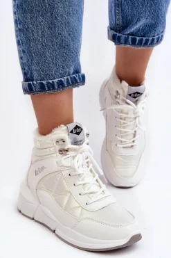 Best Lee Cooper Ocieplane Botki Damskie Na Platformie LCJ-23-44-1983L Białe