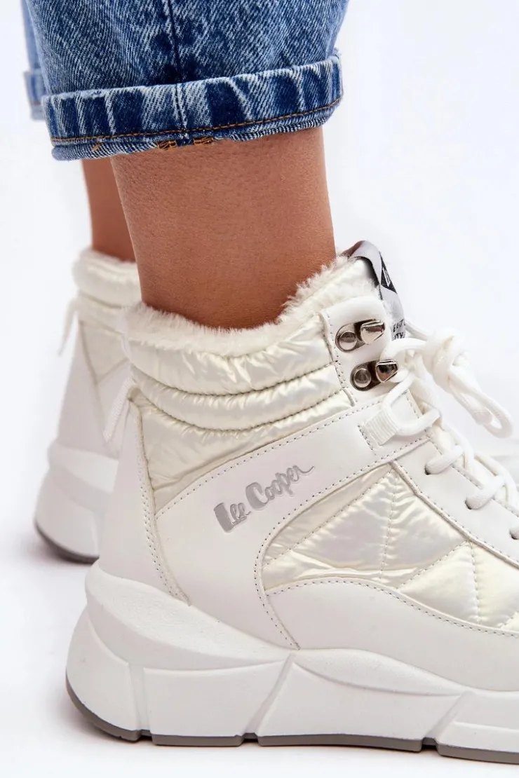 Best Lee Cooper Ocieplane Botki Damskie Na Platformie LCJ-23-44-1983L Białe
