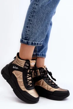 Lee Cooper Trekkingowe Damskie|Damskie Trapery*Ocieplane Botki Damskie Na Platformie LCJ-23-44-1986L Złote