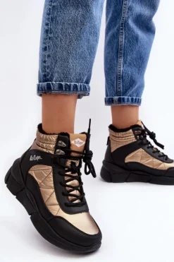 Lee Cooper Trekkingowe Damskie|Damskie Trapery*Ocieplane Botki Damskie Na Platformie LCJ-23-44-1986L Złote