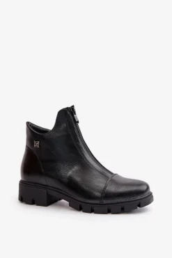 Damskie Boto Ocieplane Botki Damskie Z Eko Skóry Czarne Verietta