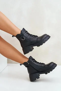 Discount Buty damskie Vinceza Ocieplane Botki Damskie Ze Skóry Naturalnej Vinceza 41460 Czarne