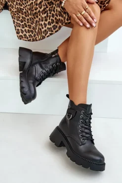 Discount Buty damskie Vinceza Ocieplane Botki Damskie Ze Skóry Naturalnej Vinceza 41460 Czarne