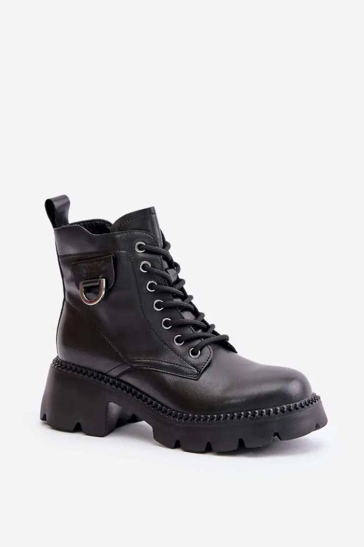 Discount Buty damskie Vinceza Ocieplane Botki Damskie Ze Skóry Naturalnej Vinceza 41460 Czarne