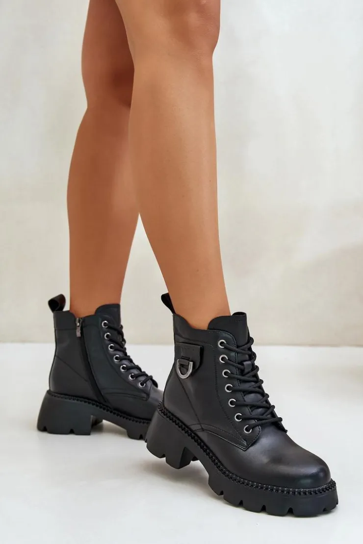 Discount Buty damskie Vinceza Ocieplane Botki Damskie Ze Skóry Naturalnej Vinceza 41460 Czarne