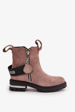 Best Boto Ocieplane Botki Damskie Z Suwakiem Ciemnobeżowe Calvaro