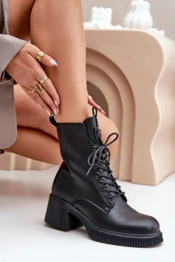 Damskie Buty damskie Vinceza Ocieplane Botki Damskie Ze Skóry Naturalnej Vinceza 66671 Czarne