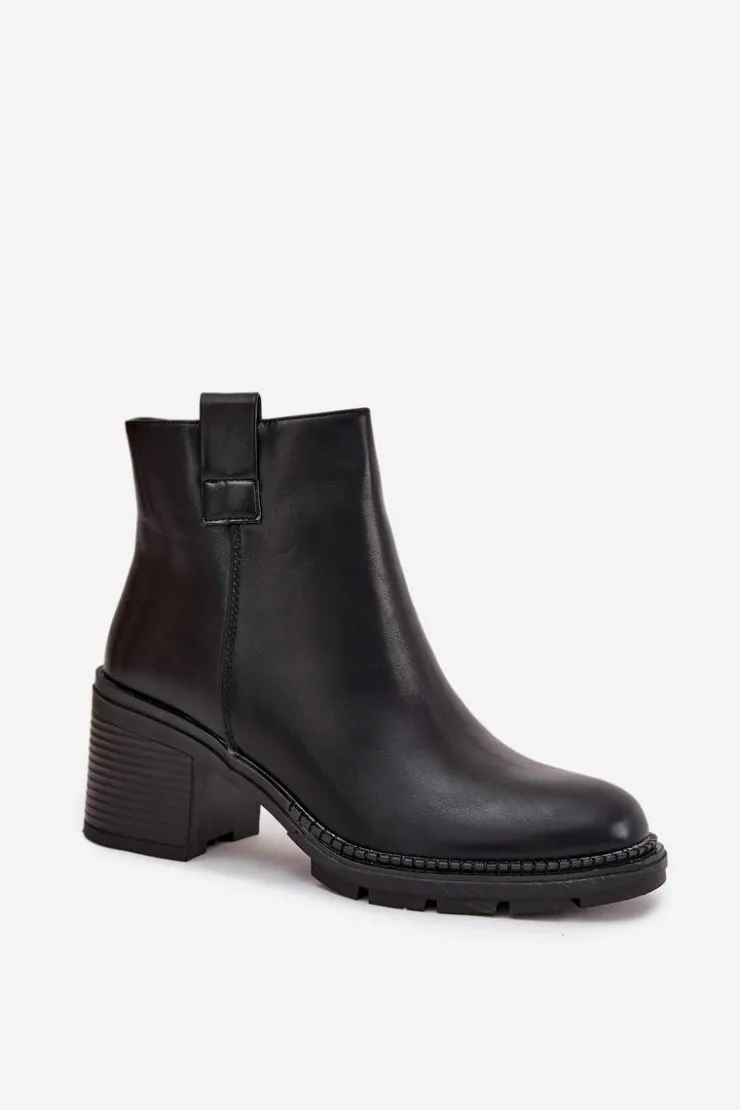 Boto Botki Ocieplane|Botki Na Obcasie*Ocieplane Botki Damskie Z Eko Skóry Na Obcasie Czarne Alvena