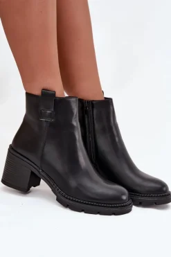 Boto Botki Ocieplane|Botki Na Obcasie*Ocieplane Botki Damskie Z Eko Skóry Na Obcasie Czarne Alvena