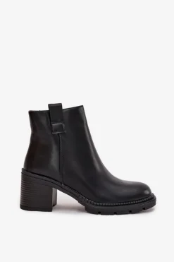 Boto Botki Ocieplane|Botki Na Obcasie*Ocieplane Botki Damskie Z Eko Skóry Na Obcasie Czarne Alvena