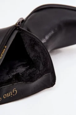 Damskie Boto Ocieplane Botki Damskie Z Naturalnej Skóry Na Słupku Czarne Jovelle