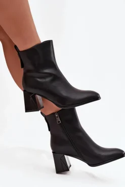 Damskie Buty damskie Vinceza Ocieplane Botki Na Słupku Z Naturalnej Skóry Vinceza 66812 Czarne