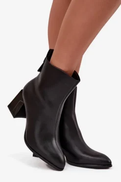 Damskie Buty damskie Vinceza Ocieplane Botki Na Słupku Z Naturalnej Skóry Vinceza 66812 Czarne