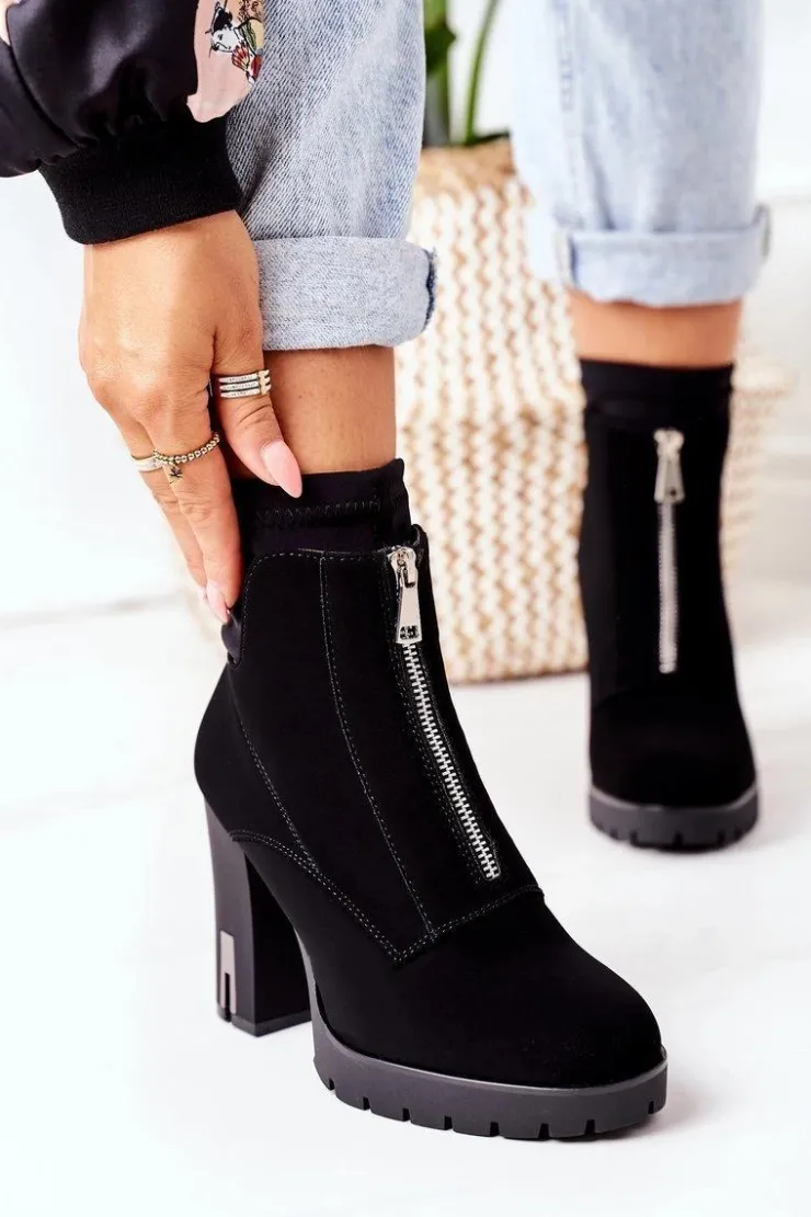 Boto Botki Ocieplane|Botki Na Słupku*Ocieplane Botki Na Słupku Czarne Wonder Woman