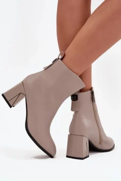 Best Buty damskie Vinceza Ocieplane Botki Na Słupku Z Naturalnej Skóry Vinceza 66812 Szare Szary