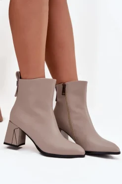 Best Buty damskie Vinceza Ocieplane Botki Na Słupku Z Naturalnej Skóry Vinceza 66812 Szare Szary