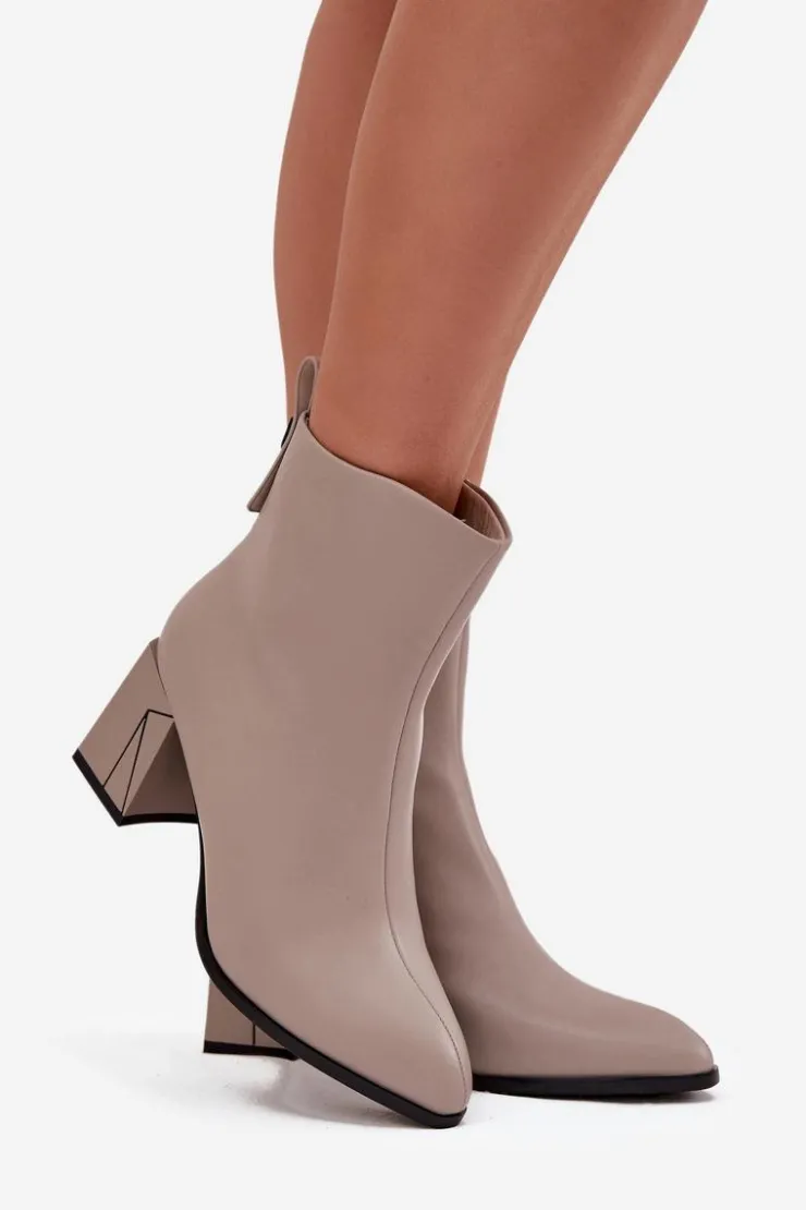 Best Buty damskie Vinceza Ocieplane Botki Na Słupku Z Naturalnej Skóry Vinceza 66812 Szare Szary