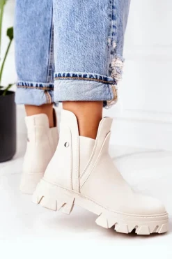 Boto Czarne Botki|Botki Zimowe Damskie*Ocieplane Botki Sztyblety Beżowe Hashtag