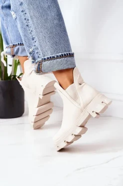 Boto Czarne Botki|Botki Zimowe Damskie*Ocieplane Botki Sztyblety Beżowe Hashtag