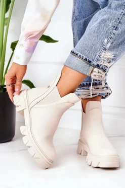 Boto Czarne Botki|Botki Zimowe Damskie*Ocieplane Botki Sztyblety Beżowe Hashtag