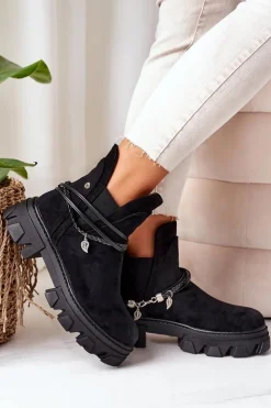 Outlet Boto Ocieplane Botki Sztyblety Czarne Good Idea