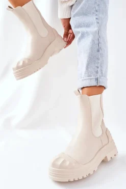 Boto Botki Zimowe Damskie|Brązowe I Beżowe Botki*Ocieplane Botki Sztyblety Beżowe Time Off